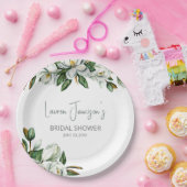 Witte Waterverf Magnolia Greenery Vrijgezellenfees Papieren Bordje (Feest)