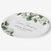 Witte Waterverf Magnolia Greenery Vrijgezellenfees Papieren Bordje (Gekanteld)