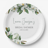 Witte Waterverf Magnolia Greenery Vrijgezellenfees Papieren Bordje (Voorkant)