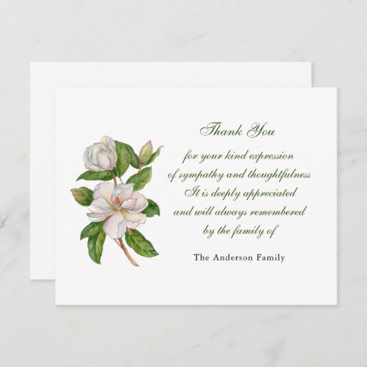 Witte waterverf Magnoliebloem Bedankkaart (Voorkant / Achterkant)