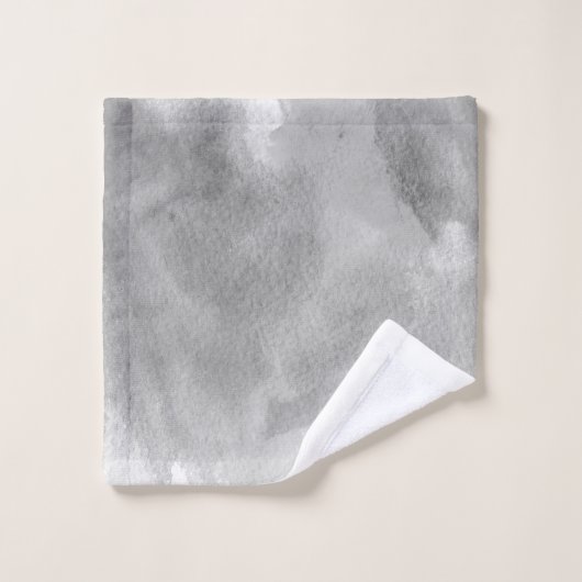 Witte waterverf met mazelblad, grijs, monogram bad handdoek (Wasdoekje)