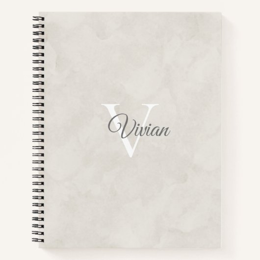 Witte Waterverf Monogram Naam Notitieboek (Voorkant)
