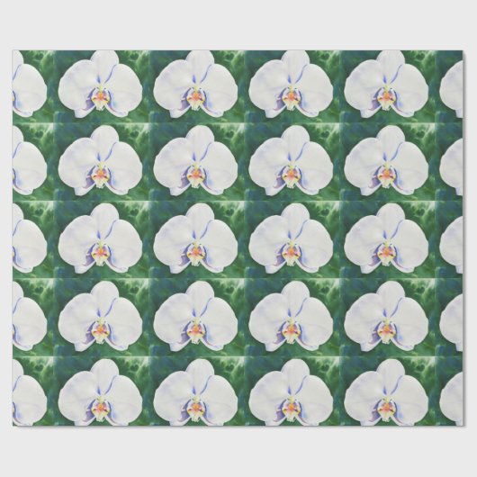 Witte Waterverf orchidee Cadeaupapier (Vlak)