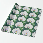 Witte Waterverf orchidee Cadeaupapier (Uitgerold)