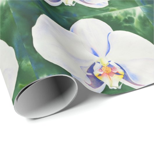 Witte Waterverf orchidee Cadeaupapier (Rol Hoek)