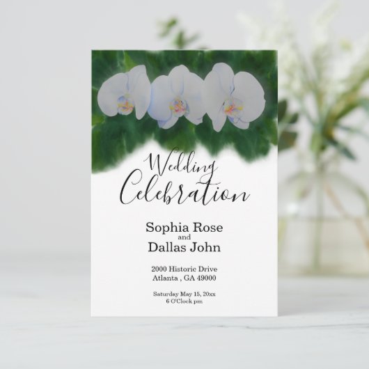 Witte waterverf orchidee schilderij kaart (Staand voorkant)