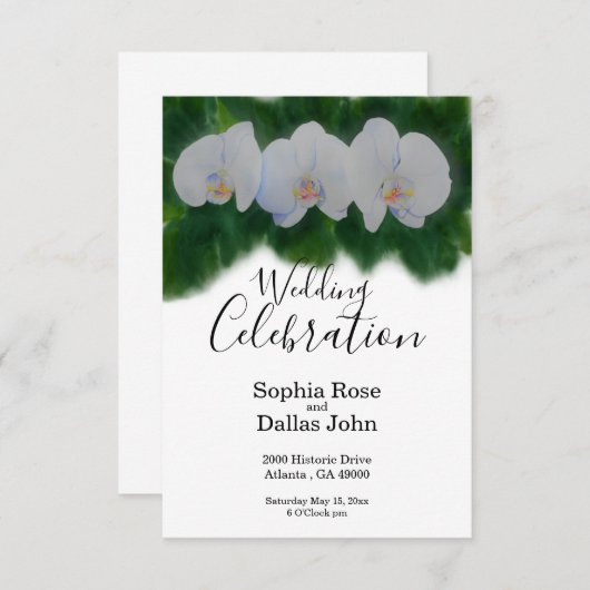Witte waterverf orchidee schilderij kaart (Voorkant / Achterkant)