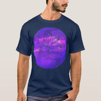 Witte Waterverf Peony Flower T-shirt