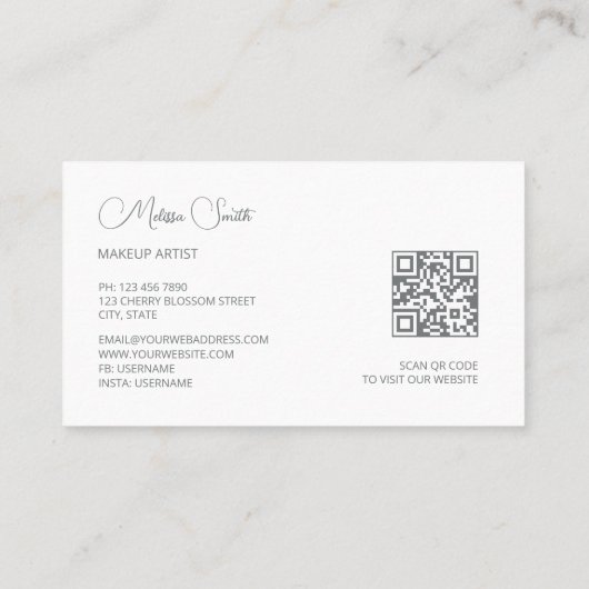 Witte Waterverf pioenbloem Visitekaartje (Achterkant)