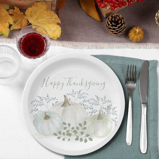 Witte Waterverf pompoenen Thanksgiving Papieren Bordje