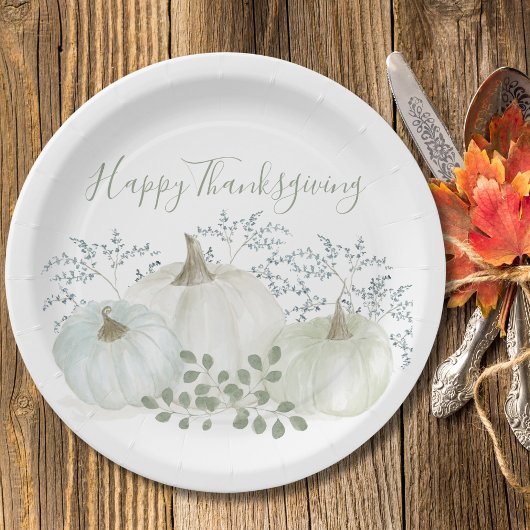 Witte Waterverf pompoenen Thanksgiving Papieren Bordje