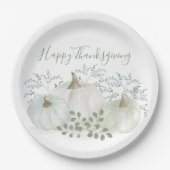 Witte Waterverf pompoenen Thanksgiving Papieren Bordje (Voorkant)