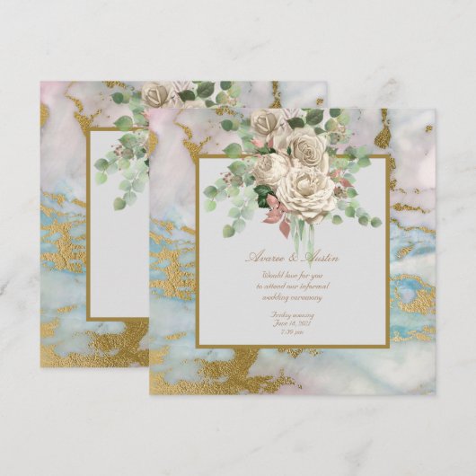 Witte Waterverf Rozen Informele bruiloft Kaart (Voorkant / Achterkant)