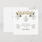 Witte Waterverf Rozen Tea Shower Uitnodiging (Voorkant / Achterkant)