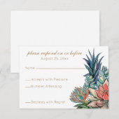 Witte Waterverf Succulent RSVP Kaartje (Voorkant / Achterkant)