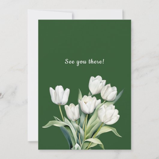 Witte Waterverf Tulpen Verjaardagsfeestje Uitnodig Kaart (Achterkant)