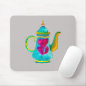 Witte waterverf Turkse theepot Muismat (Met muis)