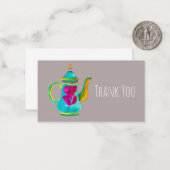 Witte waterverf Turkse theepot Notitiekaartje (Voorkant / Achterkant in situ)