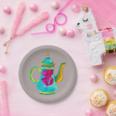 Witte waterverf Turkse theepot Papieren Bordje (Feest)