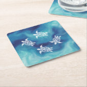 Witte Waterverf van de Blauwe Oceaan Kartonnen Onderzetters (Schuin)