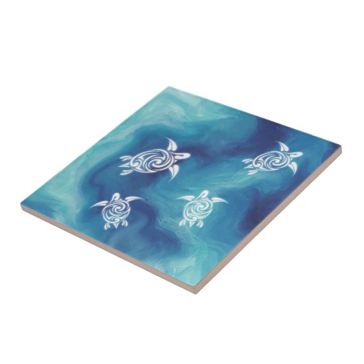 Witte Waterverf van de Blauwe Oceaan Kustkust Tegeltje (Zijkant)