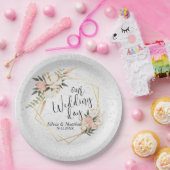 Witte Waterverf van Glitter en Peach Papieren Bordje (Feest)