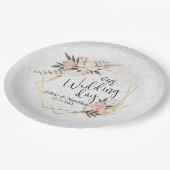 Witte Waterverf van Glitter en Peach Papieren Bordje (Gekanteld)