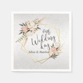 Witte Waterverf van Glitter en Peach Servet (Voorkant)