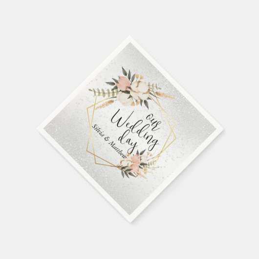 Witte Waterverf van Glitter en Peach Servet (Hoek)