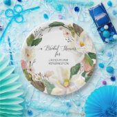 Witte Waterverf van Magnolia Blush Floral Foliage Papieren Bordje (Feest)