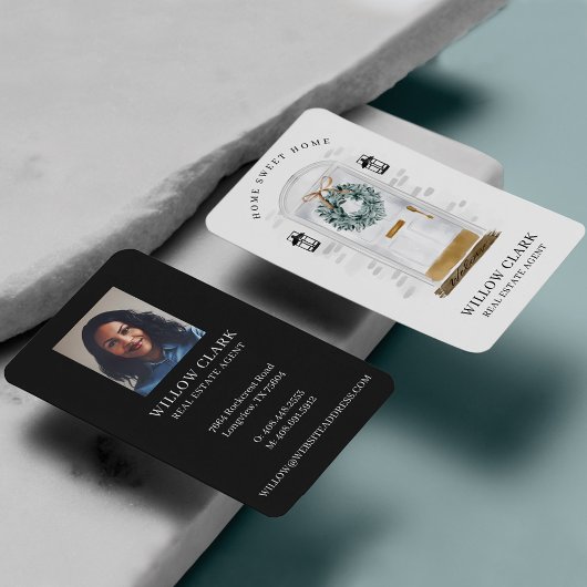 Witte Waterverf Voorste deur met onroerend goed Visitekaartje