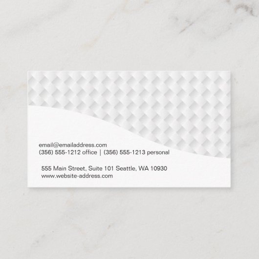 Witte Weave Abstract Patroonachtergrond Visitekaartje (Achterkant)