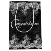 Witte weddenschap op leder medium cadeauzakje (Voorkant)