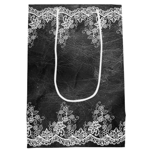 Witte weddenschap op leder medium cadeauzakje (Achterkant)