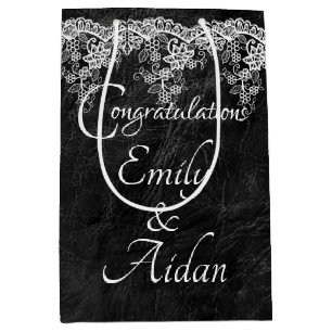 Witte weddenschap op leder medium cadeauzakje