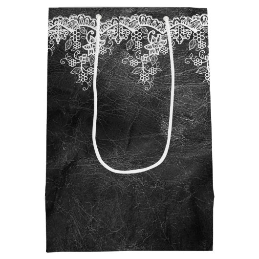 Witte weddenschap op leder medium cadeauzakje (Achterkant)