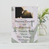 WITTE  WEDINGINVITATIE IRIS KAART (Staand voorkant)