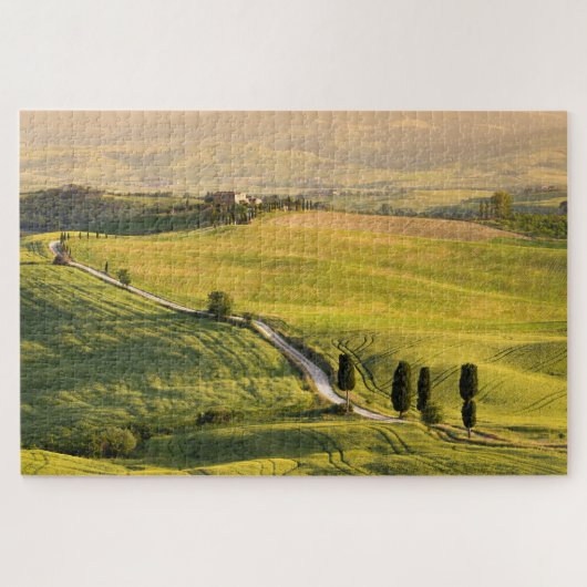 Witte weg in een Toscaans landschap bij zonsopgang Legpuzzel (Horizontaal)