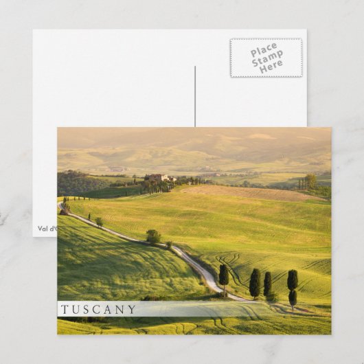 Witte weg in het briefkaart van de Toscaanse lands (Voorkant / Achterkant)