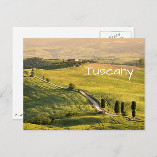 Witte weg in Toscane, briefkaart voor landschapste (Voorkant / Achterkant)