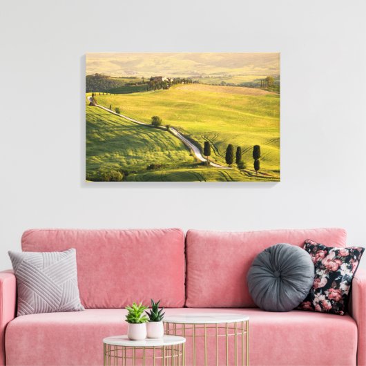 Witte weg in Toscane landschap canvas print (Insitu (Woonkamer))