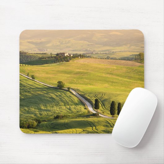 Witte weg in Toscane, landschapsmousepad Muismat (Met muis)