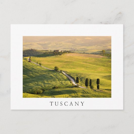 Witte weg in Toscane, landschapswit briefkaart (Voorkant)