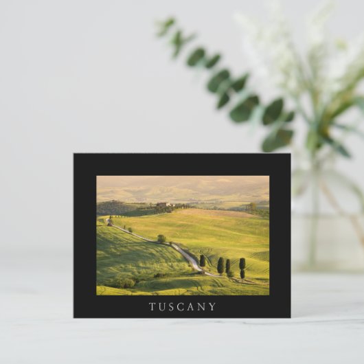Witte weg in Toscane, zwart briefkaart (Staand voorkant)