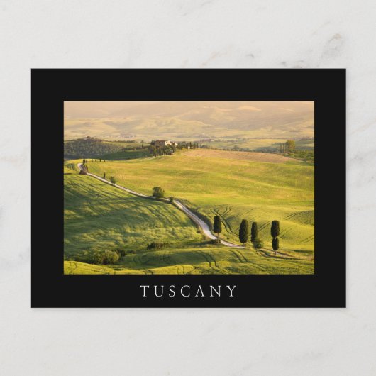 Witte weg in Toscane, zwart briefkaart (Voorkant)