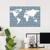 witte wereldkaart - typografieontwerp poster (Thuiskantoor)
