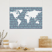 witte wereldkaart - typografieontwerp poster (Keuken)