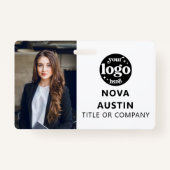 Witte werknemer Foto-ID met QR-code Business Logo Badge (Voorkant)