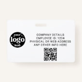 Witte werknemer Foto-ID met QR-code Business Logo Badge (Achterkant)