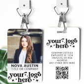 Witte werknemer Foto-ID met QR-code Business Logo Badge